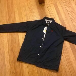Navy Blue Converse Button Up Windbreaker